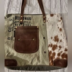 MYRA Canvas Tote Bag. Leather Myra Bag Tote Bags Upcycled Bag Utility Tote NWT